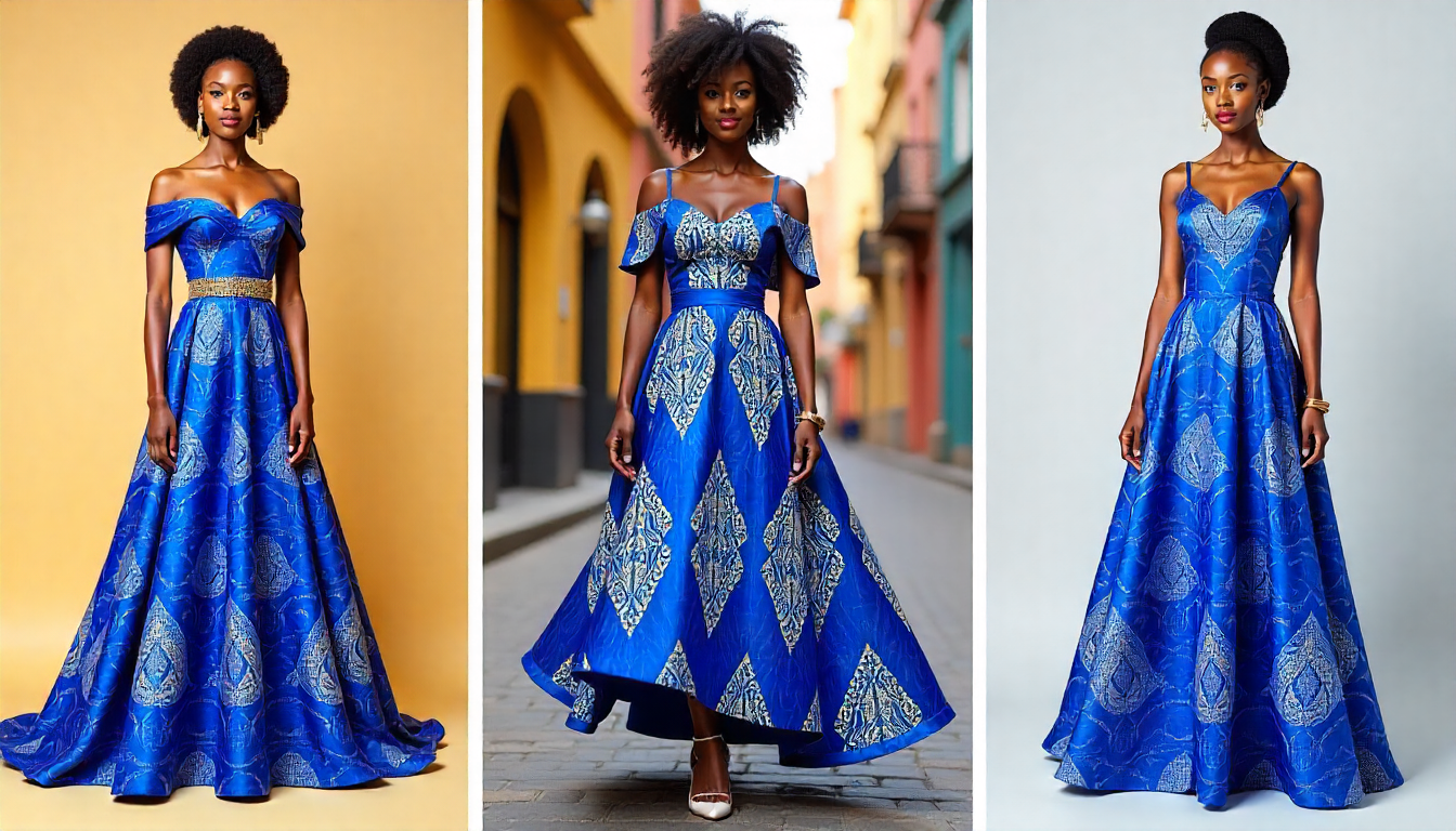 ? Elegant Royal Blue Ankara Flare Dress  African Fashion Style - Image 5