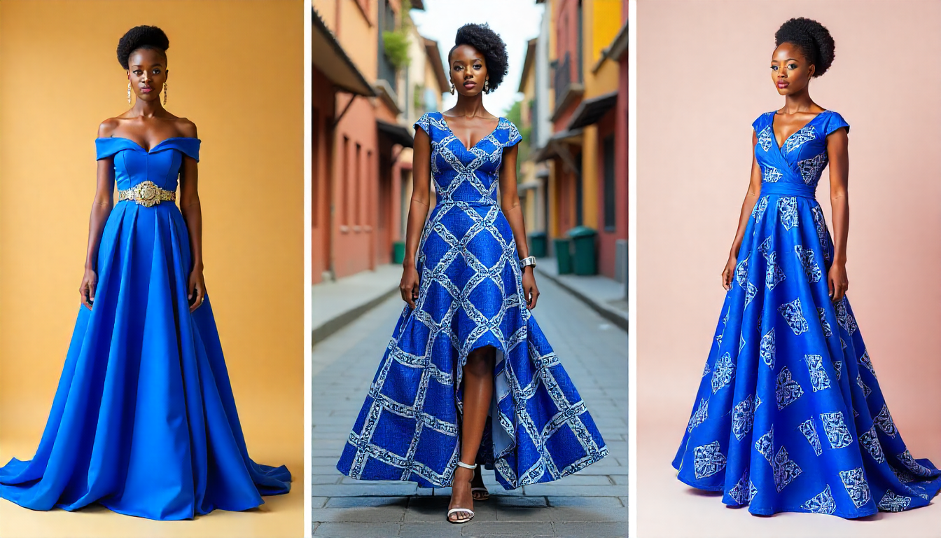 ? Elegant Royal Blue Ankara Flare Dress  African Fashion Style - Image 6
