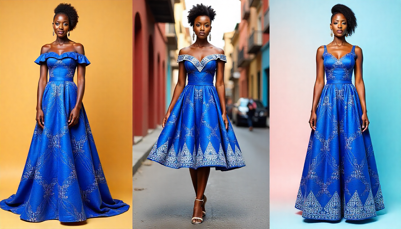 ? Elegant Royal Blue Ankara Flare Dress  African Fashion Style - Image 7