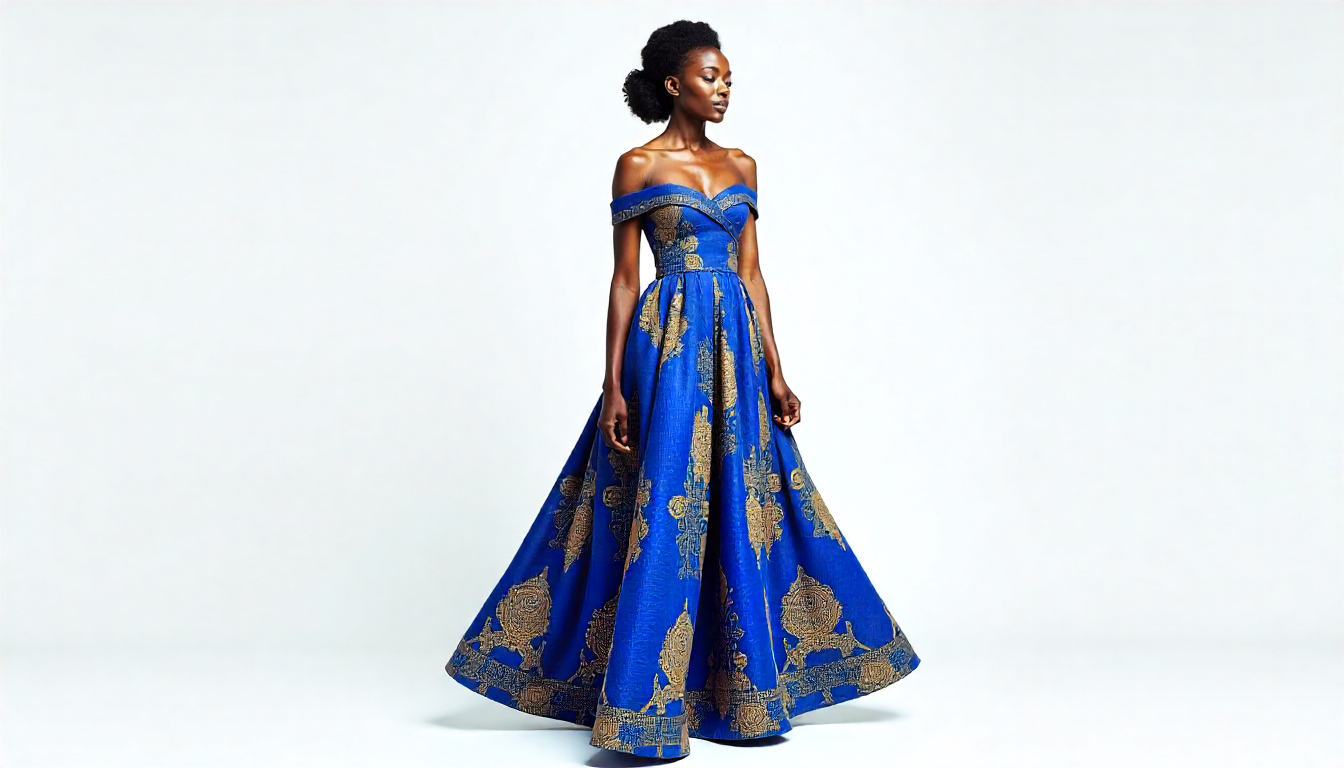Elegant African Ankara Dress ï¿½ Royal Blue Edition - Image 2