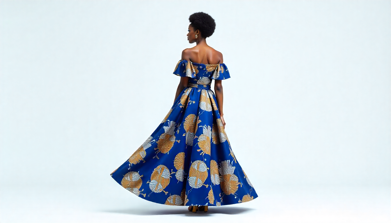 Elegant African Ankara Dress ï¿½ Royal Blue Edition - Image 3
