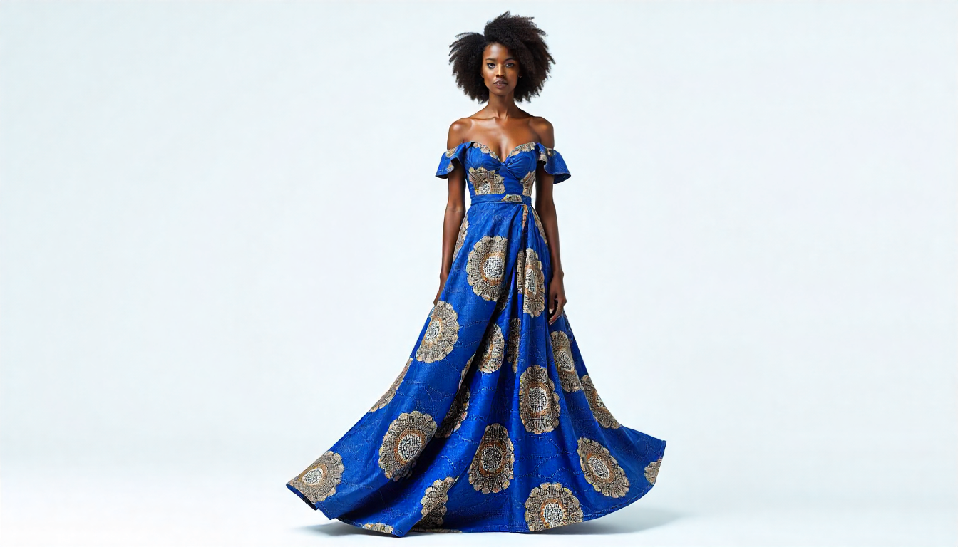 Elegant African Ankara Dress ï¿½ Royal Blue Edition - Image 4