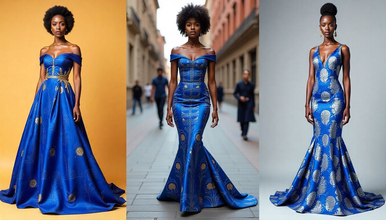 Elegant African Ankara Dress  Royal Blue Edition - Image 3