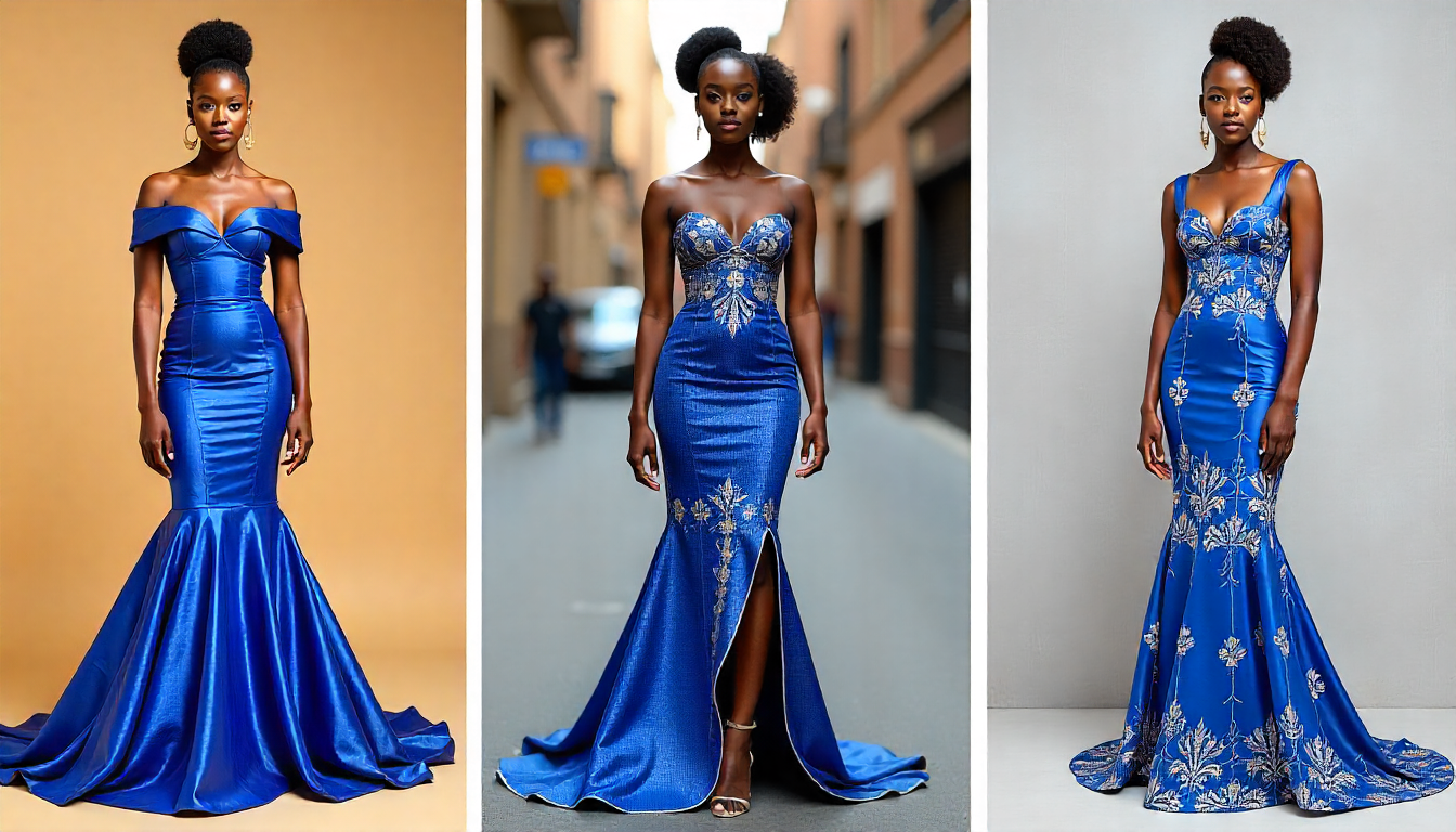 Elegant African Ankara Dress  Royal Blue Edition - Image 4