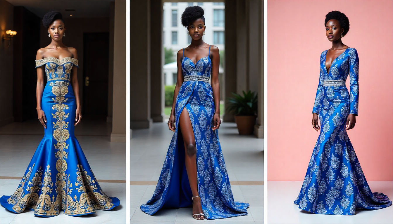 Elegant African Ankara Dress Royal Blue Edition - Image 3